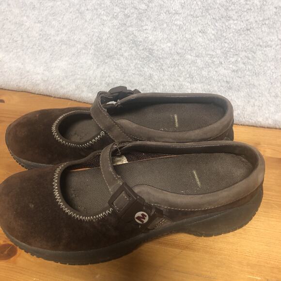 Merrell Encore MJ Leather Espresso Mary Jane Clog Shoes Adjustable Strap Wm 7.5 - Picture 4 of 9